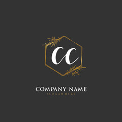 Handwritten initial letter C CC for identity and logo. Vector logo template with handwriting and signature style.