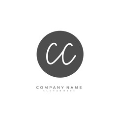 Handwritten initial letter C CC for identity and logo. Vector logo template with handwriting and signature style.