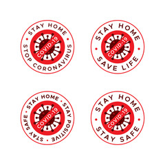 Novel coronavirus outbreak covid-19. Stay home flat vector icon for apps and websites. 