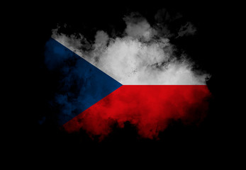 Czech flag performed from color smoke on the black background. Abstract symbol.