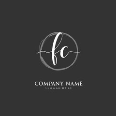 Handwritten initial letter F C FC for identity and logo. Vector logo template with handwriting and signature style.