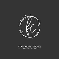 Handwritten initial letter F C FC for identity and logo. Vector logo template with handwriting and signature style.