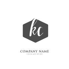 Handwritten initial letter K C KC for identity and logo. Vector logo template with handwriting and signature style.