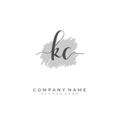 Handwritten initial letter K C KC for identity and logo. Vector logo template with handwriting and signature style.