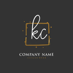 Handwritten initial letter K C KC for identity and logo. Vector logo template with handwriting and signature style.