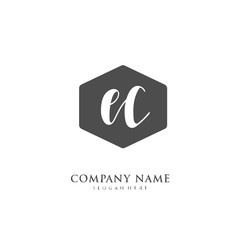 Handwritten initial letter E C EC for identity and logo. Vector logo template with handwriting and signature style.
