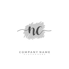 Handwritten initial letter N C NC for identity and logo. Vector logo template with handwriting and signature style.