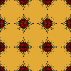 Seamless pattern in the form of mandalas.  Oriental pattern. Geometric patterns.  Print for printing on fabric, wallpaper, paper and other surfaces.