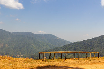 Fototapeta premium Bamboo bench on the mountain