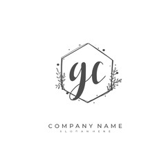 Handwritten initial letter G C GC for identity and logo. Vector logo template with handwriting and signature style.
