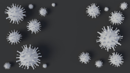 3d rendering of simple covid-19 virus model with blured image  as background. 