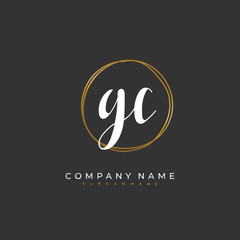 Handwritten initial letter G C GC for identity and logo. Vector logo template with handwriting and signature style.