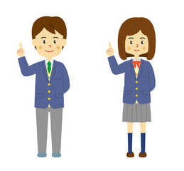 制服を着た学生　男女