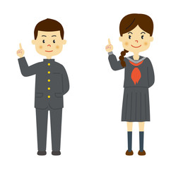 制服を着た学生　男女