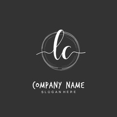 Handwritten initial letter L C LC for identity and logo. Vector logo template with handwriting and signature style.