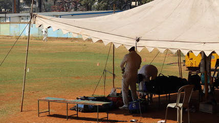 Mumbai, Maharastra/India- March 27 2020: An emergency ward created with the tent on the ground.