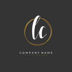 Fototapeta premium Handwritten initial letter L C LC for identity and logo. Vector logo template with handwriting and signature style.