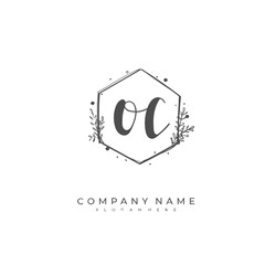 Handwritten initial letter O C OC for identity and logo. Vector logo template with handwriting and signature style.