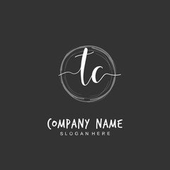 Handwritten initial letter T C TC for identity and logo. Vector logo template with handwriting and signature style.