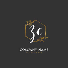  Handwritten initial letter Z C ZC for identity and logo. Vector logo template with handwriting and signature style.