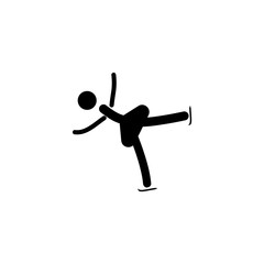 Sports. Single figure skating women. Women silhouette skate. Logo sports dance on ice. Monochrome template for poster, logo, etc. Design element. Vector illustration.