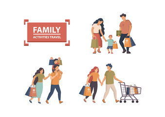 Naklejka premium Family activities that go out to Shopping