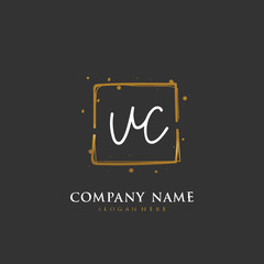 Handwritten initial letter U C UC for identity and logo. Vector logo template with handwriting and signature style.