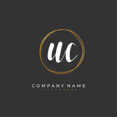 Handwritten initial letter U C UC for identity and logo. Vector logo template with handwriting and signature style.