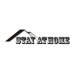 Stay at home slogan with house and heart inside. Protection campaign or measure from coronavirus, COVID--19. Stay home quote text, hash tag or hashtag. Coronavirus, COVID 19 protection logo