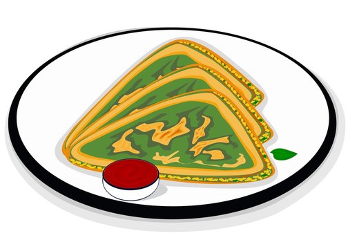 Methi Paratha indian Street Food Vector