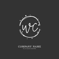 Handwritten initial letter W C WC for identity and logo. Vector logo template with handwriting and signature style.