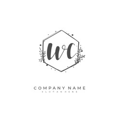 Handwritten initial letter W C WC for identity and logo. Vector logo template with handwriting and signature style.