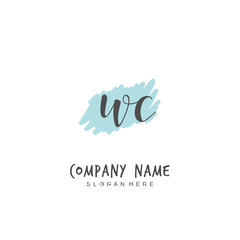 Handwritten initial letter W C WC for identity and logo. Vector logo template with handwriting and signature style.