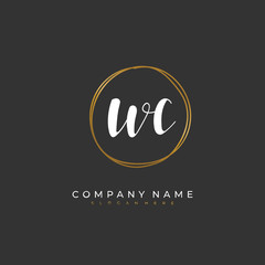 Handwritten initial letter W C WC for identity and logo. Vector logo template with handwriting and signature style.