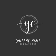 Handwritten initial letter Y C YC for identity and logo. Vector logo template with handwriting and signature style.