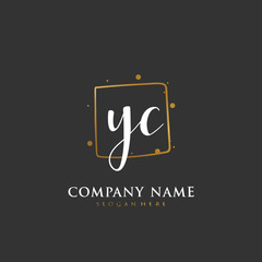Handwritten initial letter Y C YC for identity and logo. Vector logo template with handwriting and signature style.