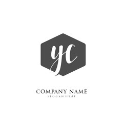 Handwritten initial letter Y C YC for identity and logo. Vector logo template with handwriting and signature style.