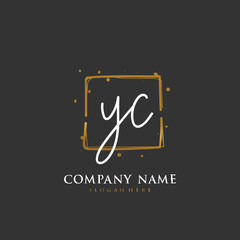 Handwritten initial letter Y C YC for identity and logo. Vector logo template with handwriting and signature style.