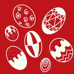 Easter eggs on red background