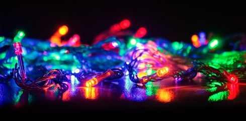 Fototapeta na wymiar Disordered Christmas LED Lights