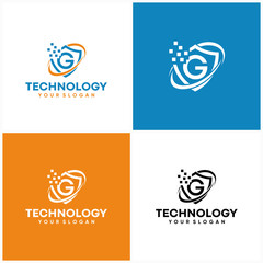 Tech Shield Logo Design Vector Template