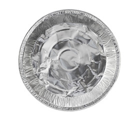 Foil tray pizza packaging disposable (with clipping path) isolated on white background