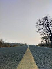 The road way before summit of  mountain in  evening