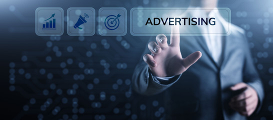 Fototapeta na wymiar Advertising Marketing Sales Growth Business concept on screen.