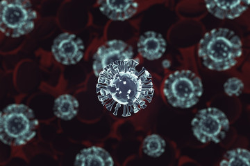 Coronavirus Cell 3d Render Illustration, Covid-19 Disease Pandemic Background, Public medical Health Danger, Novel Coronavirus