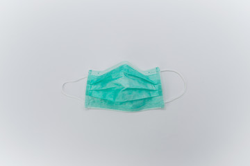 isolated Hygienic Mask (green color) in studio light on white background.