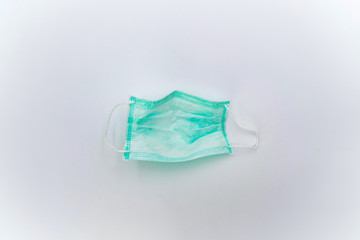 isolated Hygienic Mask (green color) in studio light on white background.