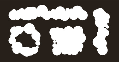 Clouds ans speech bubbles icons collection. Cartoon communication symbols.