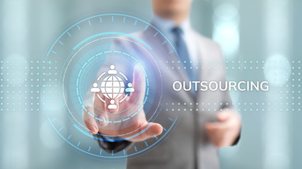 Outsourcing Global Recruitment Business and internet concept.