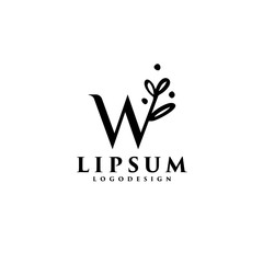 Classy Letter W Luxury Logo. Letter W With Floral Shape design